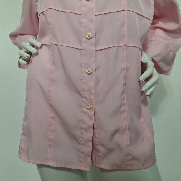 Kathy Che Pink Preppy Coquette 3/4 Sleeve Button Down Shirt Plus Size 14/16W - Picture 3 of 14